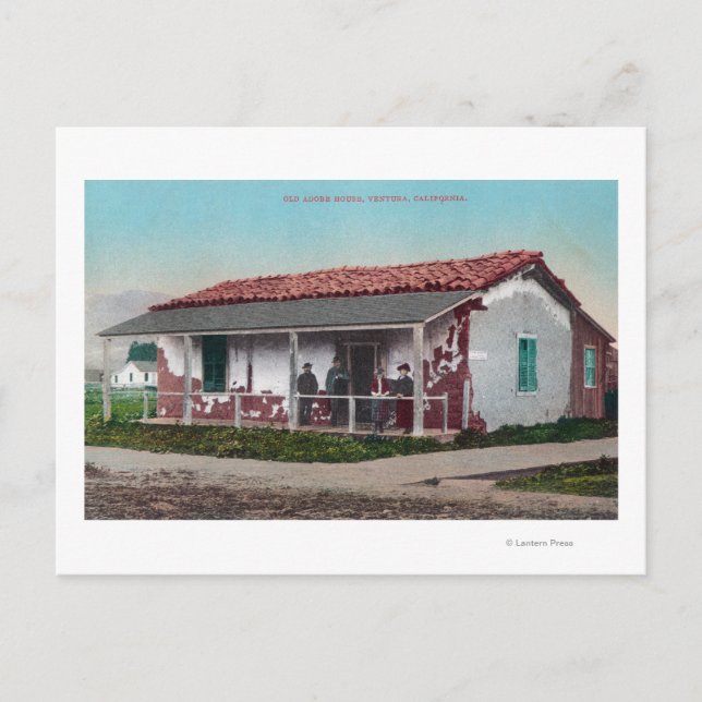 Utvändig vy av en gammal Adobe HomeVentura, CA Vykort (Framsida)