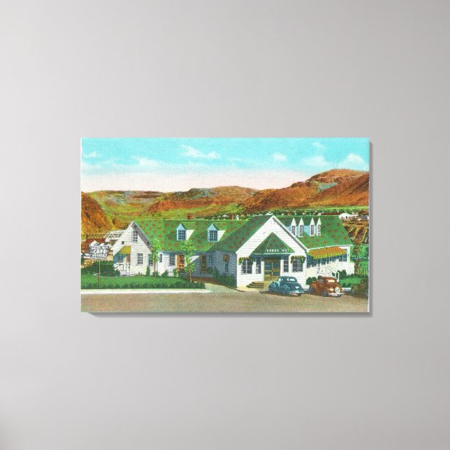 Utvändig vy av Grönten Hut Caf � Canvastryck (Framsida)