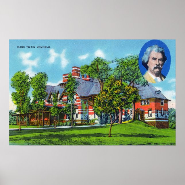 Utvändig vy av Mark Twain Memorial Poster (Framsidan)
