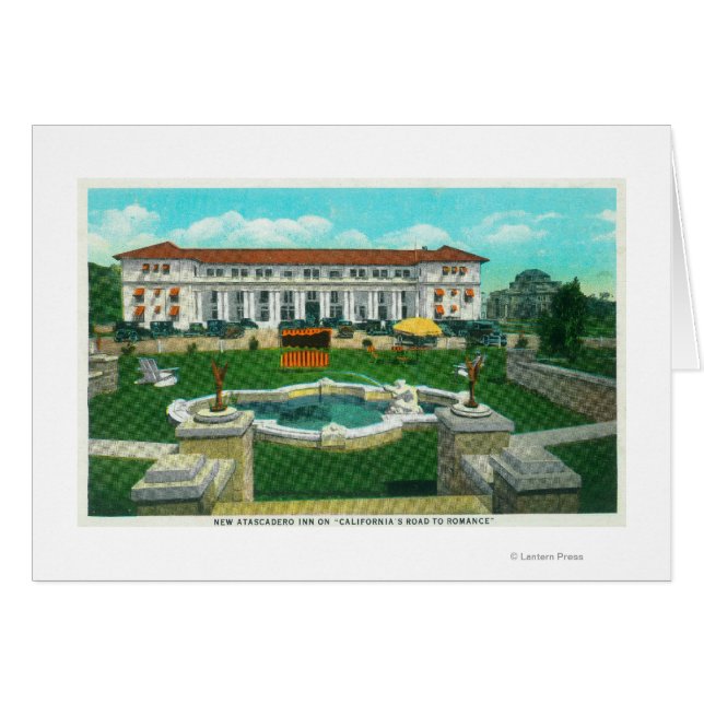 Utvändig vy av New Atascadero Inn Bungalow Hälsningskort (Framsidan Horizontal)