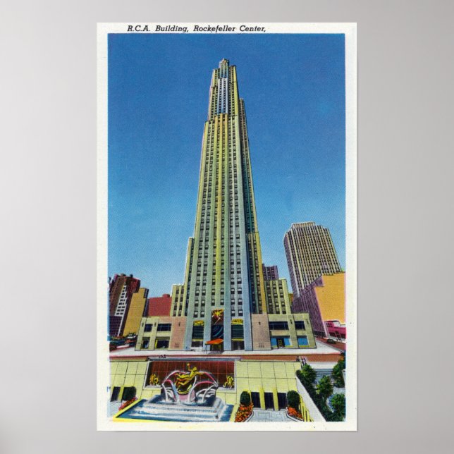 Utvändig vy av RCA Bldg, Rockefeller Center Poster (Framsidan)