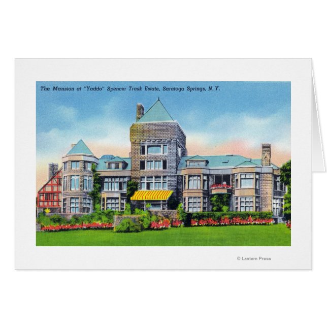 Utvändig vy av S. Track Gods Mansion på Hälsningskort (Framsidan Horizontal)