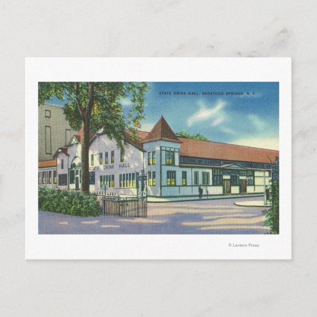 Utvändig vy av staten Drink Hall Vykort (Framsida)