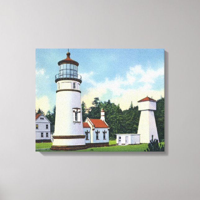 Utvändig vy av Umpqua LighthouseCoast Canvastryck (Framsida)