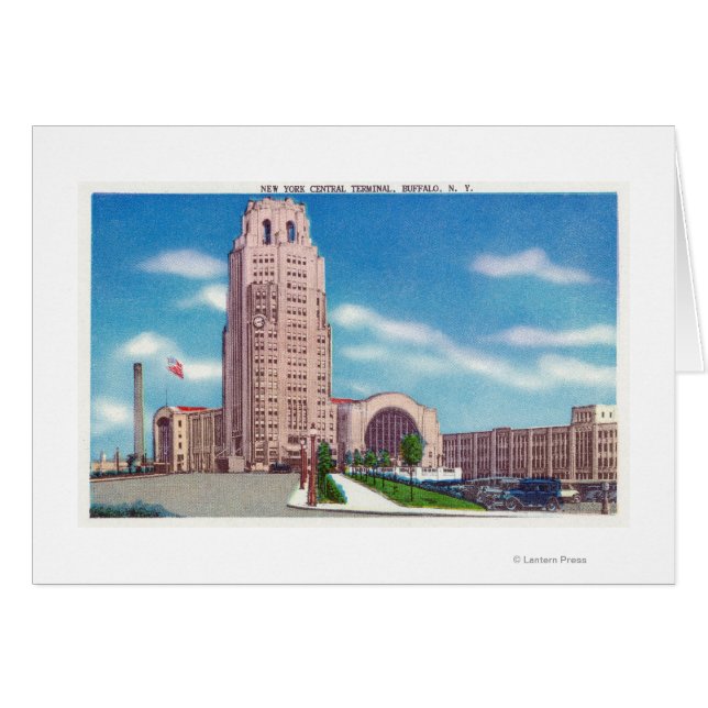 Utvändig vy för NY Central Terminal Bldg Hälsningskort (Framsidan Horizontal)