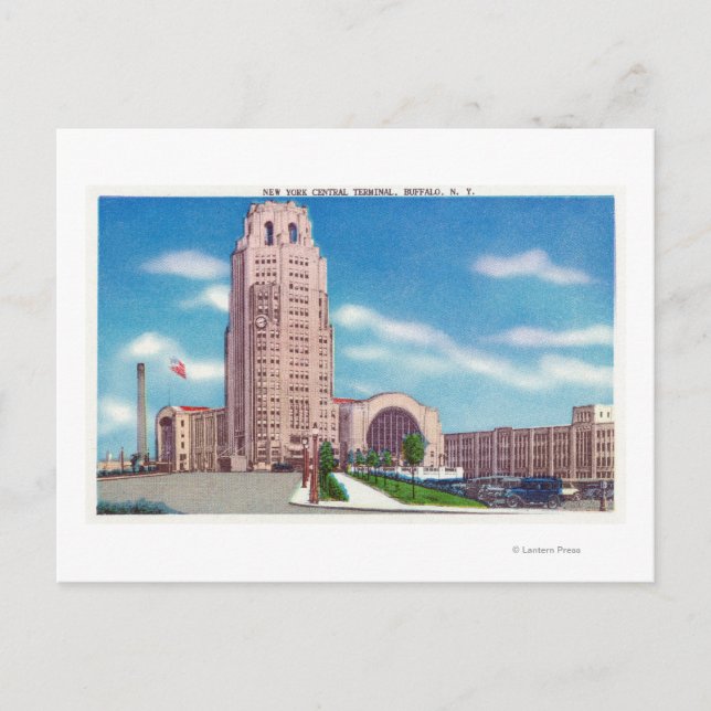 Utvändig vy för NY Central Terminal Bldg Vykort (Framsida)