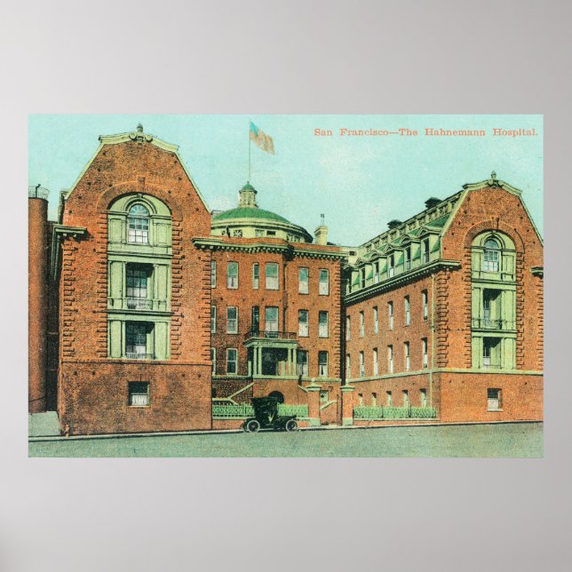 Utvändig vy över Hahnemann-sjukhuset Poster (Framsidan)