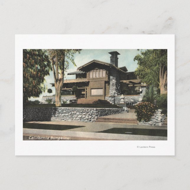 Utvändig vy över Kalifornien Bungalow Vykort (Framsida)