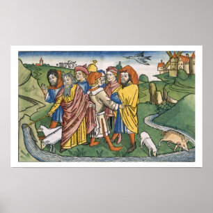 Utvandring 17 1-7 Moses gör att vatten flyter från Poster