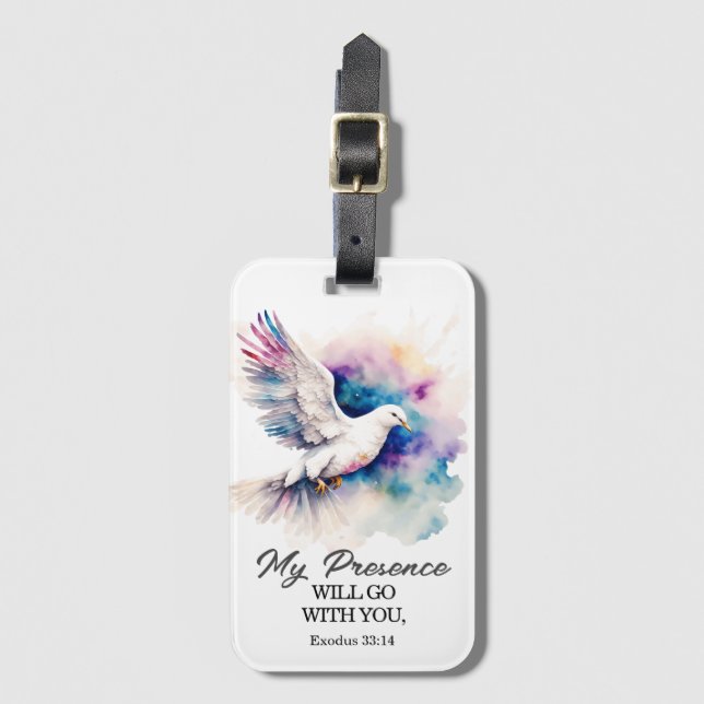 Utvandring 33:14 Min närvaro följer med er Bible Bagagebricka (Framsida vertikal)