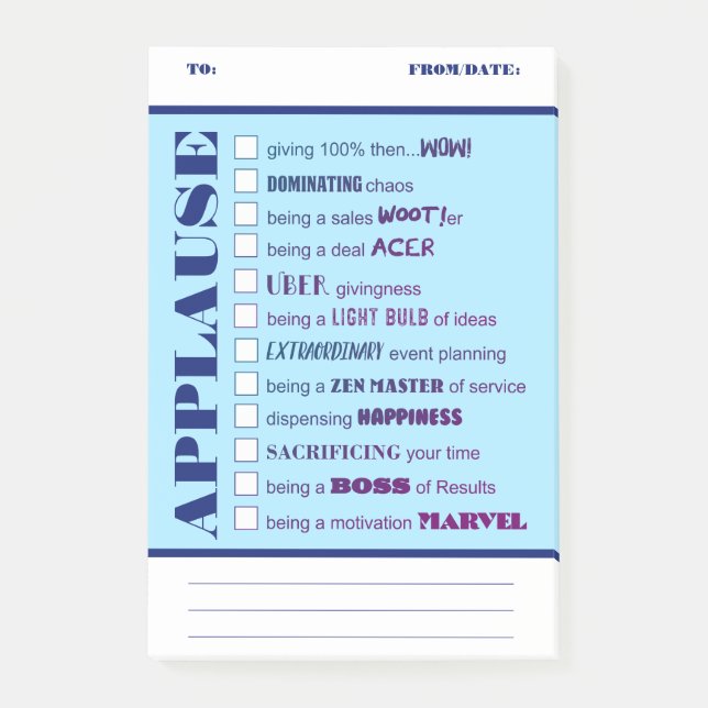 Utvärdera kudos-medarbetares erkännande efter det  post-it block (Framsida)