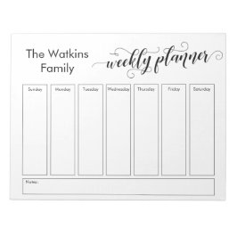 Utveckla en enkel veckovis, vit skriptplanering anteckningsblock