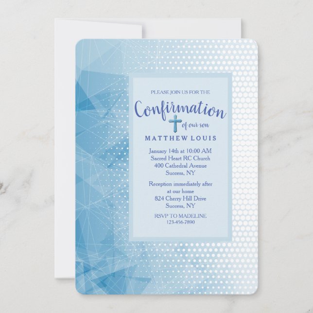 Utvecklad inbjudan till blå bekräftelse (Framsida)