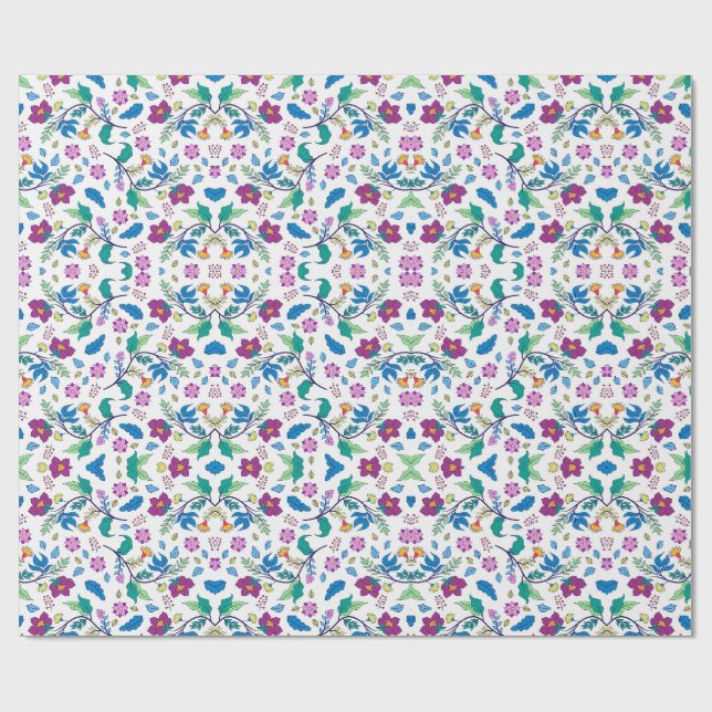 Utvecklade och platta vyer av livlig blomsterinpac presentpapper (Platt)