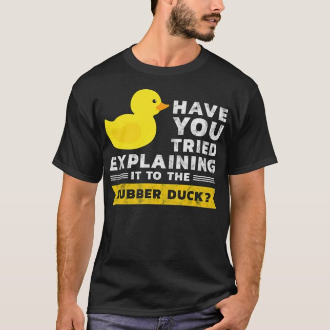 Utvecklarprogramplanering Anka Rubber Anka svarta  T Shirt (Framsida)