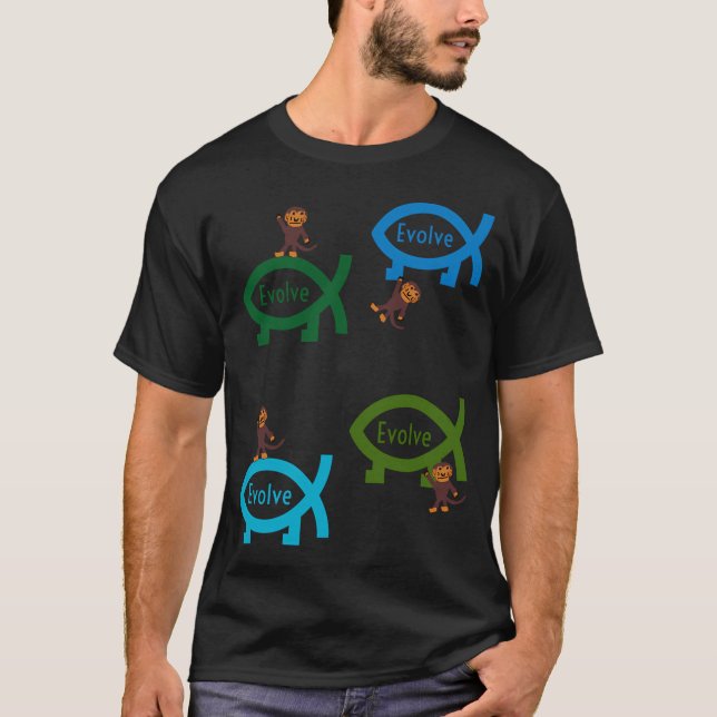 utvecklas apor och fisk design t shirt (Framsida)