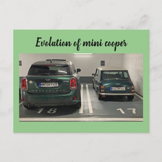 Utveckling av mini cooper vykort (Framsida)