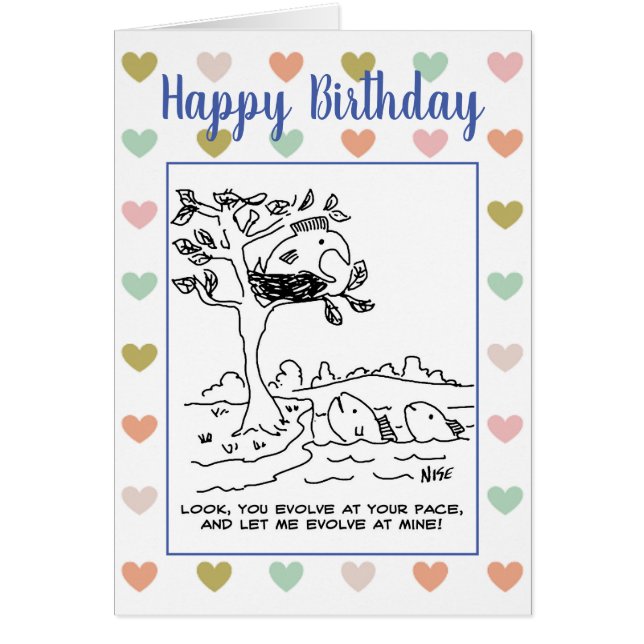 Utveckling. En fisk ligger i ett Träd Hälsningskort (Framsidan)