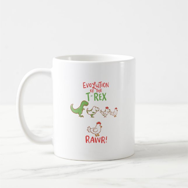 Utvecklingen av T-Rex-RAWR! Funny Dino Chicken Kaffemugg (Vänster)