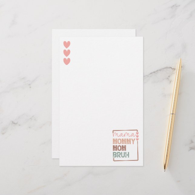 Utvecklingen i Mamma: från Mamma till Bruh Brevpapper (Fram/Back In Situ)