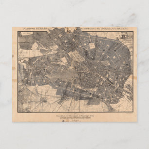 Utvecklingsplan för Berlin Tyskland 1862 Vykort