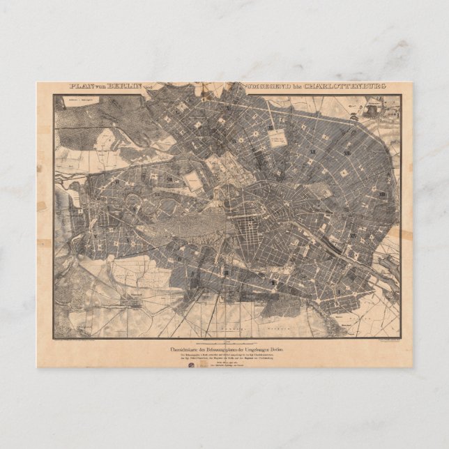 Utvecklingsplan för Berlin Tyskland 1862 Vykort (Framsida)