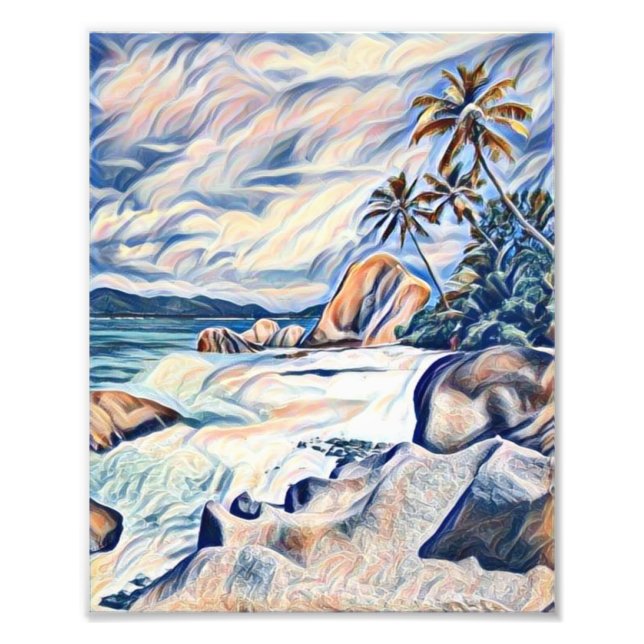 Utvidgning av den tropiska ön Beach Photo Fototryck (Framsidan)