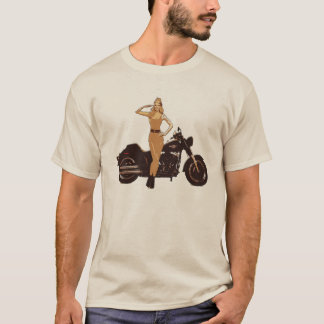 Utvikningsflicka för vintagemotorcykelaffisch tröja