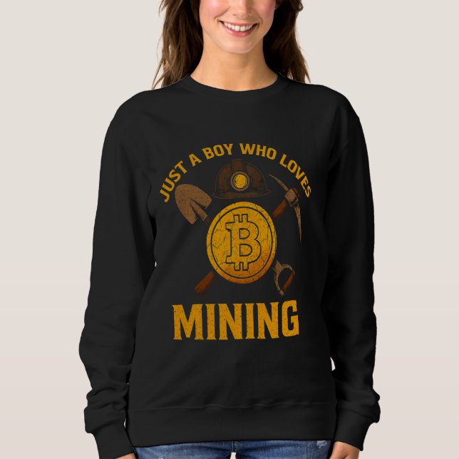 Utvinna Bitcoin Bara en Pojke Som Älskar Krypto Mi T Shirt (Framsida)