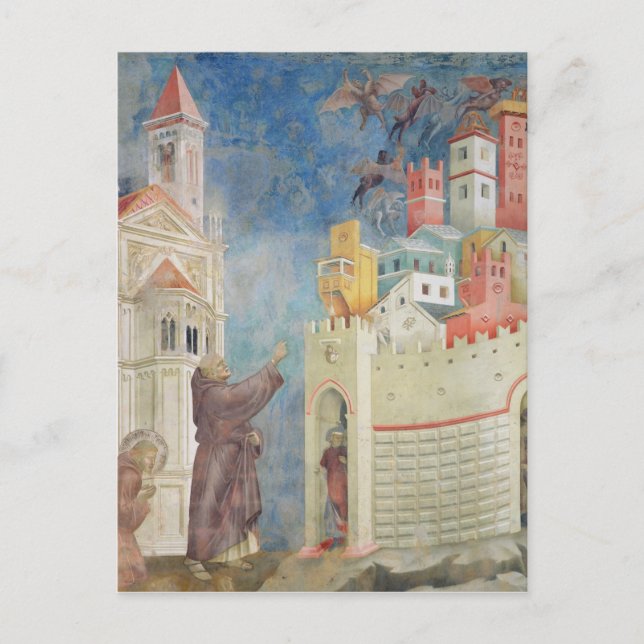 Utvisningen av Djävulen från Arezzo, 1297-99 Vykort (Framsida)
