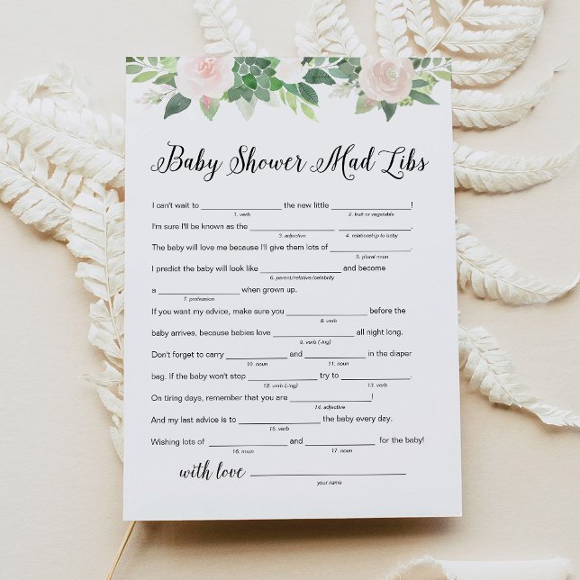 UTVON Greenery Baby Shower Libs-spelkort Inbjudningar (Skapare uppladdad)