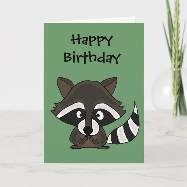 UU- Funny Raccoon Tecknad Art Kort (Framsida)