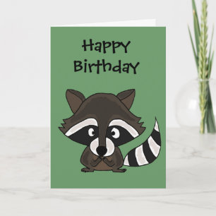 UU- Funny Raccoon Tecknad Art Kort