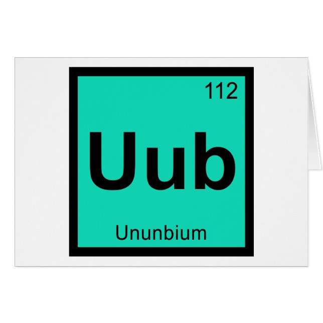 Uub - Ununbium kemi periodiska systemet element Hälsningskort (Framsidan Horizontal)