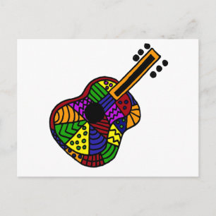 UV- Färgfull folkart Guitar Design Vykort