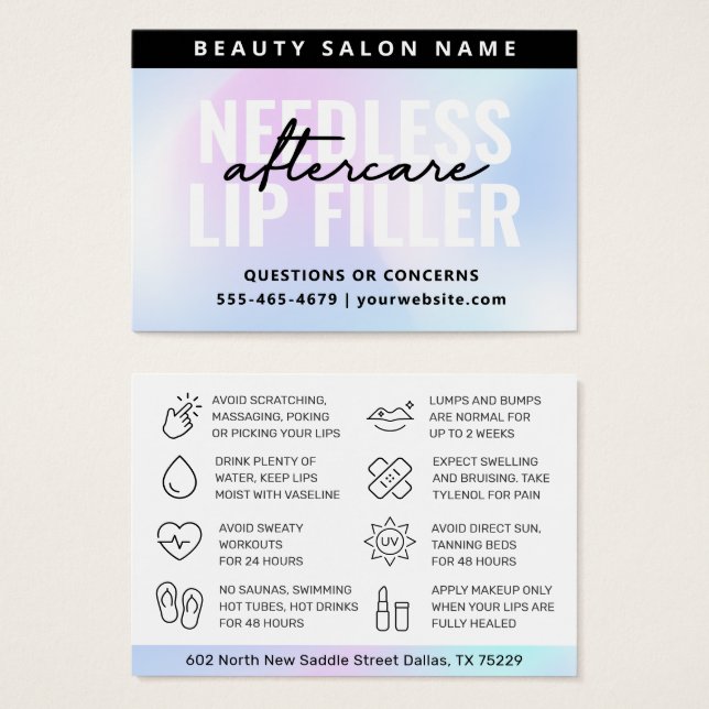 UV Gloss Holografiskt Nål Läppar Filler Care Card Visitkort (Framsida & baksida)