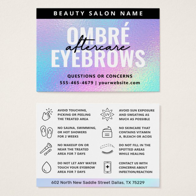 UV Gloss Hologragrafiskt Ombre Powder Brows Efterv Visitkort (Framsida & baksida)