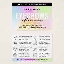 UV Gloss Rainbow Eyebrow Threading Aftercare Visitkort
