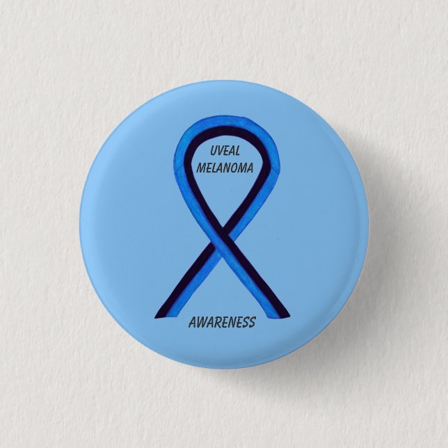 Uveal Melanoma Awareness Ribbon Angel Anpassningsb Knapp (Framsida)
