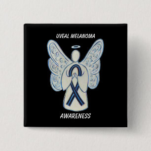Uveal Melanoma Awareness Ribbon Angel Anpassningsb Knapp