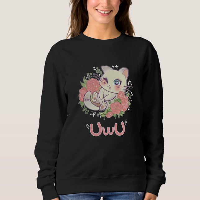 Uwu Cat Kwaii Cute Japan Anime T Shirt (Framsida)