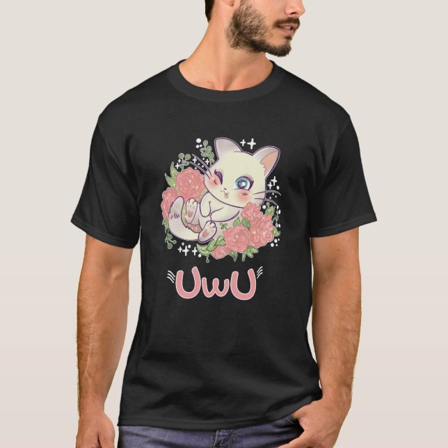 Uwu Cat Kwaii Cute Japan Anime T Shirt (Framsida)