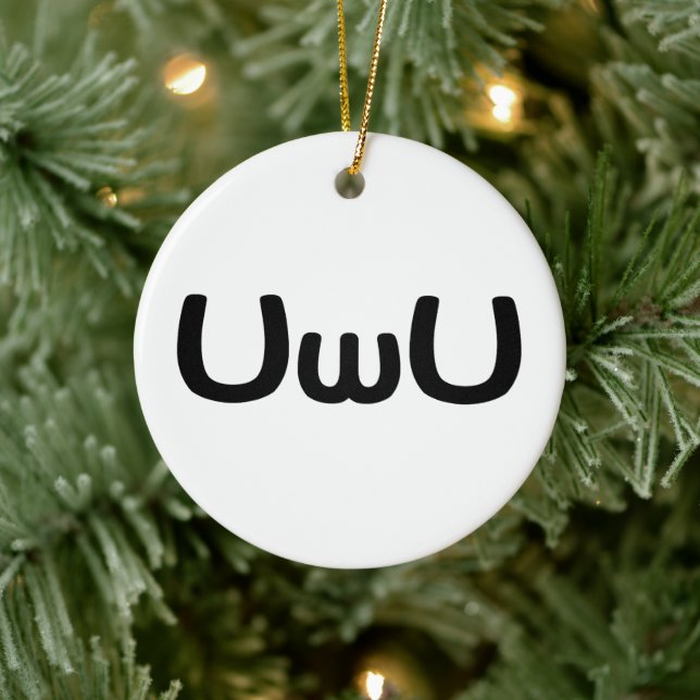 UwU Glad Animerad Ansikts Emoticon Julgransprydnad Keramik (Träd)