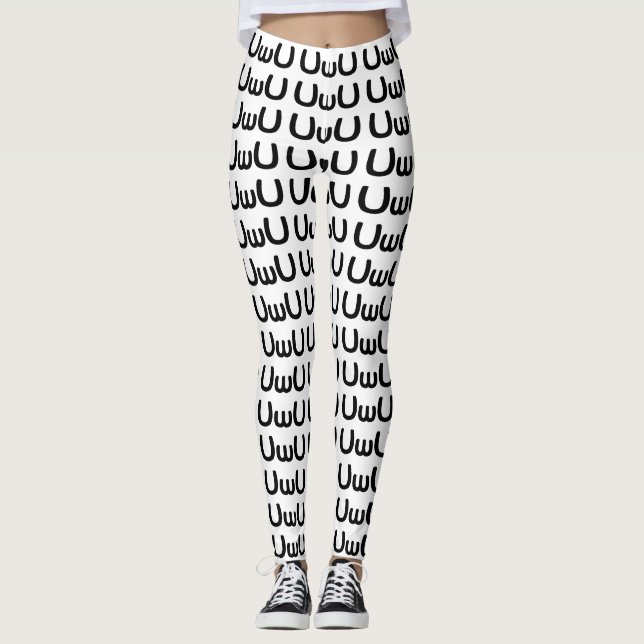 UwU Lycklig Anime Ansikte Emoticon Leggings (Framsida)