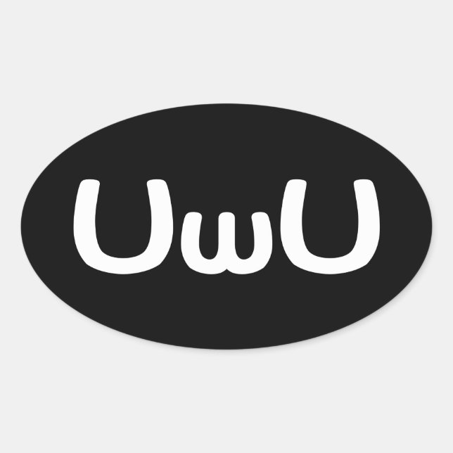 UwU Lycklig Anime Ansikte Emoticon Ovalt Klistermärke (Framsida)