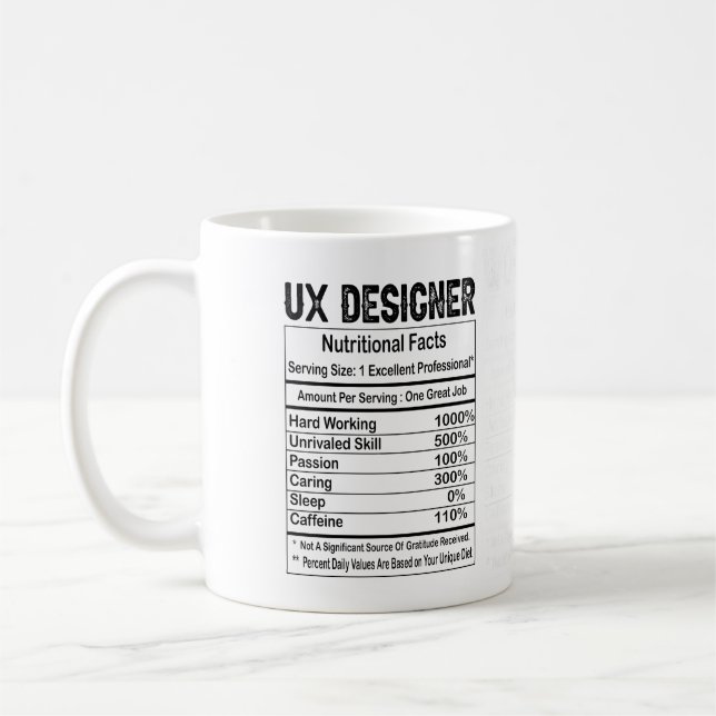 UX Designer Nutrition Facts 11 oz Coffee Mug Kaffemugg (Vänster)