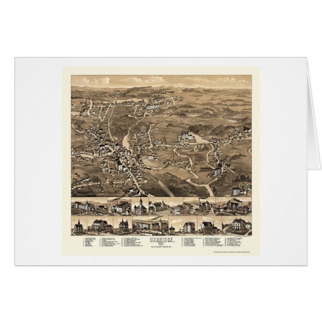 Uxbridge panorama- karta för MORSOR - 1880 Hälsningskort (Framsidan Horizontal)