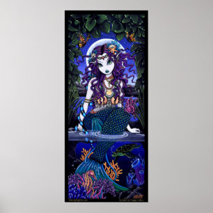Uxia Original Ocean Scape Mörk Sjöjungfru HUGE Pos Poster