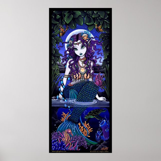 Uxia Original Ocean Scape Mörk Sjöjungfru HUGE Pos Poster (Framsidan)