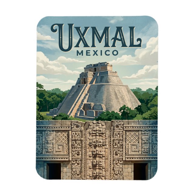 Uxmal arkeologiska område Mexiko Magnet (Vertikal)